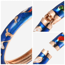 Cargar imagen en el visor de la galería, UJOY Gorgeous Jewelry Enemal Bracelets-Cloisonne Floral Golden Spring Openable Cuff Bangles Gifts for Women Girl