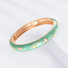 Load image into Gallery viewer, UJOY Handcrafted Cloisonne Bangle Bracelets Golden Butterfly Enamel Metal Handcuff Jewelry Set Box Gift for Women