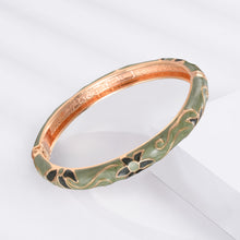 Load image into Gallery viewer, UJOY Womens Multi-Colors Cloisonne Bracelet Gold Plated Flower Hollowed Enameled Hinged Cuff Bangles