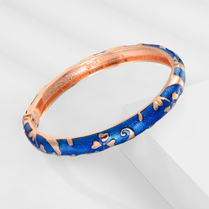 UJOY Womens Multi-Colors Cloisonne Bracelet Gold Plated Flower Hollowed Enameled Hinged Cuff Bangles