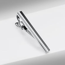 Cargar imagen en el visor de la galería, UJOY Enamel Black Silver Polish Tie Pin Tie Clip for Men Business Wedding