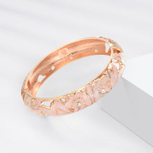 Cargar imagen en el visor de la galería, UJOY Womens Multi-Colors Cloisonne Bracelet Gold Plated Flower Hollowed Enameled Hinged Cuff Bangles Jewelry
