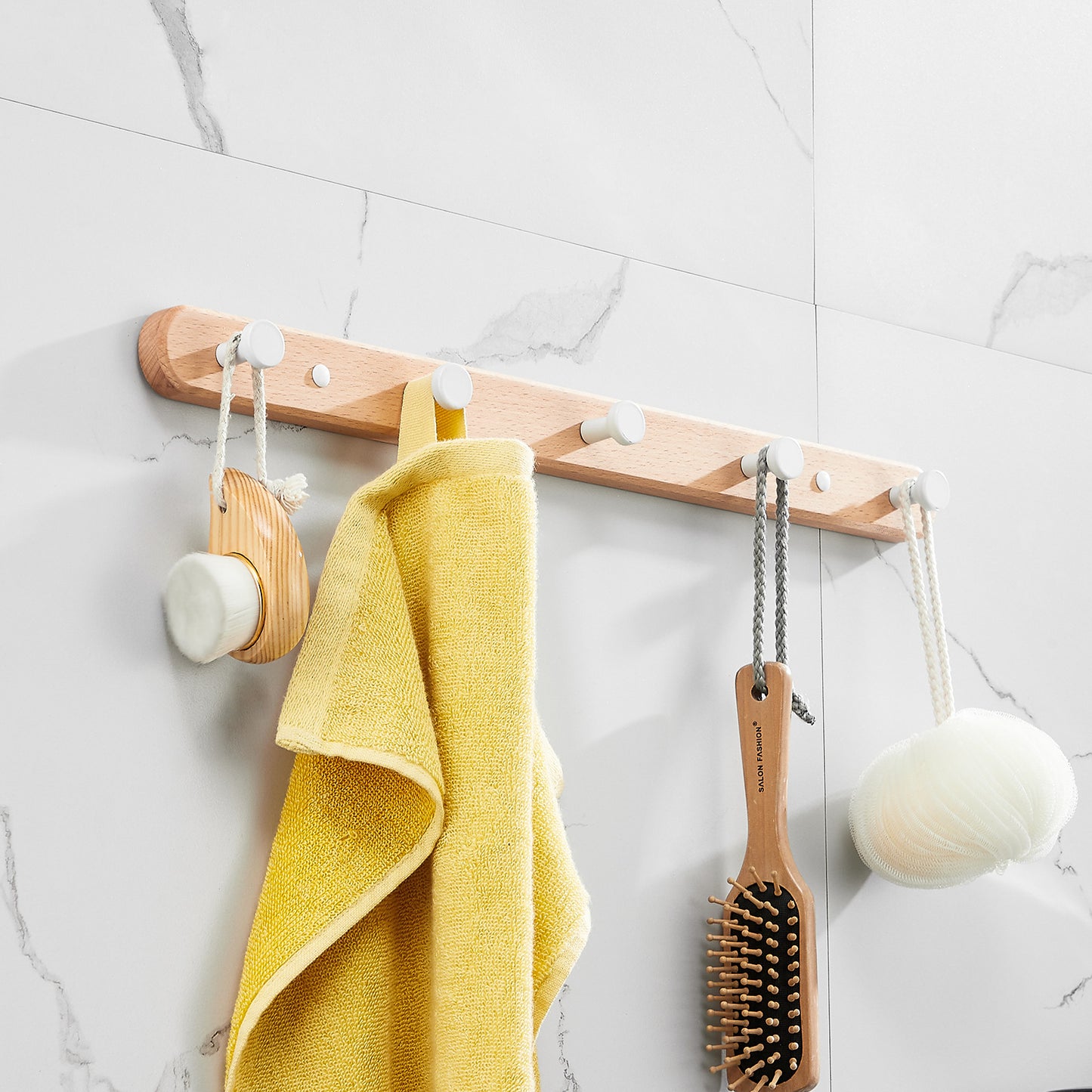 SARIHOSY Coat Rack Wall Hooks Wood Wall Hook White Towel Hook for Kitchen Bathroom Accessories Heavy Duty Hook Clothes Holder 120-5