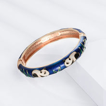 Load image into Gallery viewer, UJOY Cloisonne Chinese Panda Bracelets-Gold Plated Gorgeous Handcrafted Gifts Enamel Bangles Set for Women