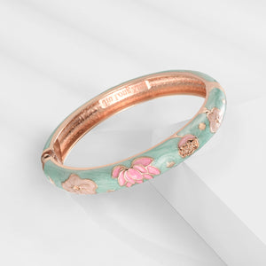 UJOY Cloisonne Bangles Gorgeous National Floral Panda Set Enameled Gold Plated Handcrafted Bracelets Jewelry