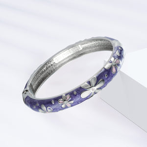 UJOY Gorgeous Jewelry Enemal Bracelets-Cloisonne Floral Golden Spring Openable Cuff Bangles Gifts for Women Girl