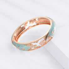 Load image into Gallery viewer, UJOY Fashion Cloisonne Bracelets Gold Plated Butterfly Filigree Enameled Womens Gifts Bangles Spring Hinged