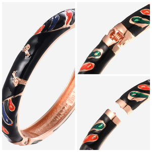 UJOY Vintage Bracelet Colorful Cloisonne Women Girls Hinged Bangles Enameled Bracelets Jewelry Gifts 55A44