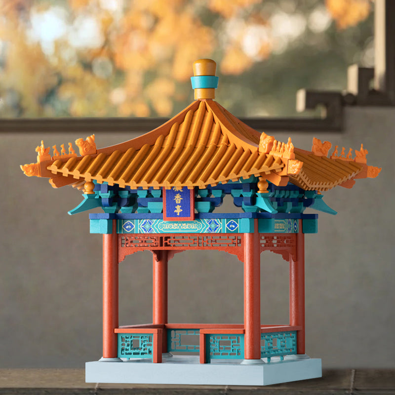 SARIHOSY Natural Wood Forbidden City Imperial Garden Ningxiang Pavilion Mortise and Tenon Buildings Block Mini Version for Adults and Teenagers