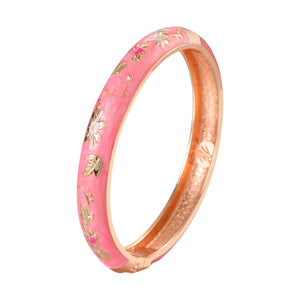 UJOY Bangles 5 Pcs Enamel Jewelry Different Colors Set Flower Gold Flower Engraved Cloisonne Bracelets Pack in a Box 5 PCS