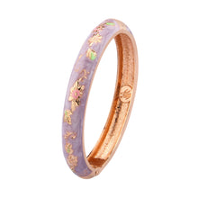 Cargar imagen en el visor de la galería, UJOY Bangles 5 Pcs Enamel Jewelry Different Colors Set Flower Gold Flower Engraved Cloisonne Bracelets Pack in a Box 5 PCS