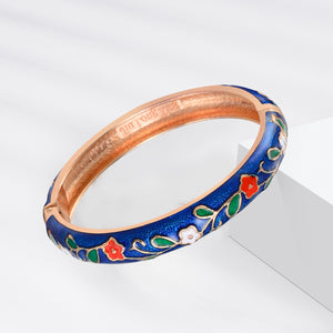 UJOY Womens Multi-Colors Cloisonne Bracelet Gold Plated Flower Hollowed Enameled Hinged Cuff Bangles