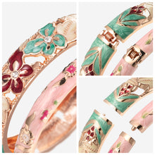 Load image into Gallery viewer, UJOY Fashion Cloisonne Bracelets Gold Plated Butterfly Filigree Enameled Women Gifts Bangles Spring Hinged