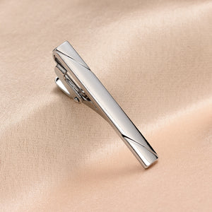 UJOY Tie Clips for Men 4 Pcs Tie Bars Pinch Clip Set Silver 2.3 Inches Business Shirt Necktie Parts