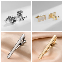 Load image into Gallery viewer, UJOY Cufflinks and Studs Set 8 Shirt Tuxedo Buttons Packed in Cufflink Box for Men Silver Gold