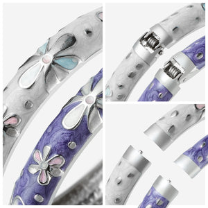 UJOY Gorgeous Jewelry Enemal Bracelets-Cloisonne Floral Golden Spring Openable Cuff Bangles Gifts for Women Girl