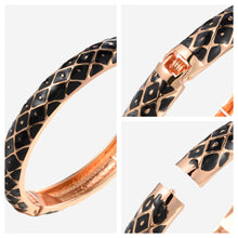 Load image into Gallery viewer, UJOY Bangles 3 Pcs Enamel Jewelry Set Striped Gold Lines Cuff Bangles Engraved Cloisonne Bracelets Pack in a Box 3 PCS