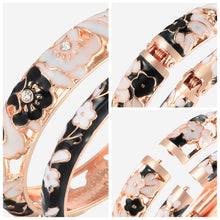 Load image into Gallery viewer, UJOY Womens Multi-Colors Cloisonne Bracelet Gold Plated Flower Hollowed Enameled Hinged Cuff Bangles