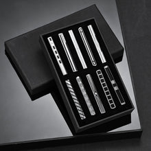 Load image into Gallery viewer, UJOY Tie Clips Set for Men Tie Bar Clip Black Silver-Tone Gold-Tone for Wedding Business with Gift Box