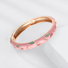 Load image into Gallery viewer, UJOY Womens Multi-Colors Cloisonne Bracelet Gold Plated Flower Hollowed Enameled Hinged Cuff Bangles Jewelry