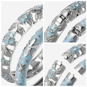 UJOY Fashion Cloisonne Bracelets Gold Plated Butterfly Filigree Enameled Womens Gifts Bangles Spring Hinged