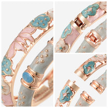 Cargar imagen en el visor de la galería, UJOY Fashion Cloisonne Bracelets Gold Plated Butterfly Filigree Enameled Womens Gifts Bangles Spring