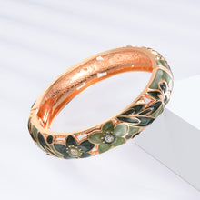 Load image into Gallery viewer, UJOY Womens Multi-Colors Cloisonne Bracelet Gold Plated Flower Hollowed Enameled Hinged Cuff Bangles