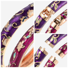 Cargar imagen en el visor de la galería, UJOY Designer Indian Style Cloisonne Bracelets Openable Cuff Enameled Bangles Set Jewelry Gift for Women