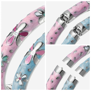 UJOY Colorful Cloisonne Bracelet Jewelry Enamel Handcraft Gold Spring Hinge Birthday Vacation Party Gifts Womens Bangles