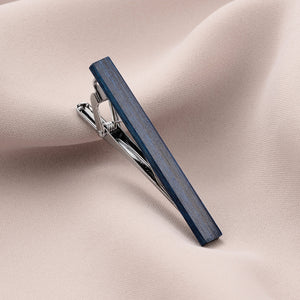 UJOY Cufflinks and Tie Clips Pin Set Wood Blue and Red