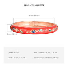 Cargar imagen en el visor de la galería, UJOY Bangles 5 Pcs Enamel Jewelry Different Colors Set Flower Gold Flower Engraved Cloisonne Bracelets Pack in a Box 5 PCS