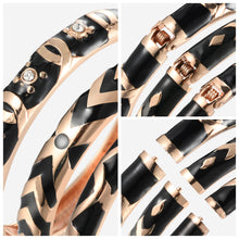 Load image into Gallery viewer, UJOY Womens Multi-Colors Cloisonne Bracelet Gold Plated Hollowed Enameled Hinged Cuff Bangles
