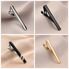 Load image into Gallery viewer, UJOY Tie Clips Set for Men Tie Bar Clip Black Silver-Tone Gold-Tone for Wedding Business with Gift Box
