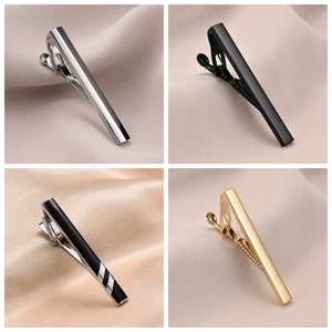 UJOY Tie Clips Set for Men Tie Bar Clip Black Silver-Tone Gold-Tone for Wedding Business with Gift Box