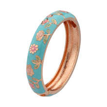 Load image into Gallery viewer, UJOY Bangles 7 Pcs Enamel Jewelry Different Colors Set Flower Gold Engraved Cloisonne Bracelets Pack in a Box 7 PCS