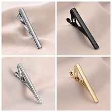 Load image into Gallery viewer, UJOY Tie Clips Set for Men Tie Bar Clip Black Silver-Tone Gold-Tone for Wedding Business with Gift Box
