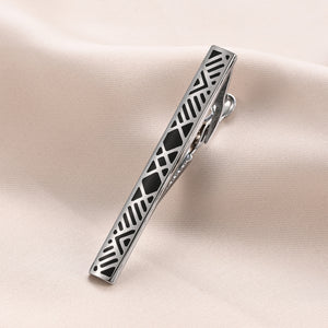 UJOY Tie Clips for Men 4 Pcs Tie Bars Pinch Clip Set Black Silver 2.3 Inches Business Shirt Necktie Parts