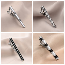 Cargar imagen en el visor de la galería, UJOY 10pcs Set Enamel Black Siver Tie Bar Pin Clips in Gift Box