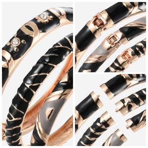 UJOY Womens Multi-Colors Cloisonne Bracelet Gold Plated Flower Hollowed Enameled Hinged Cuff Bangles