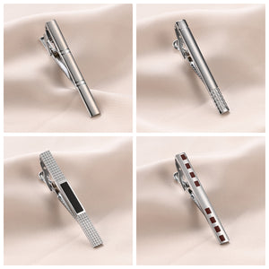 UJOY Tie Clips Set for Men Tie Bar Clip Black Silver-Tone Gold-Tone for Wedding Business with Gift Box