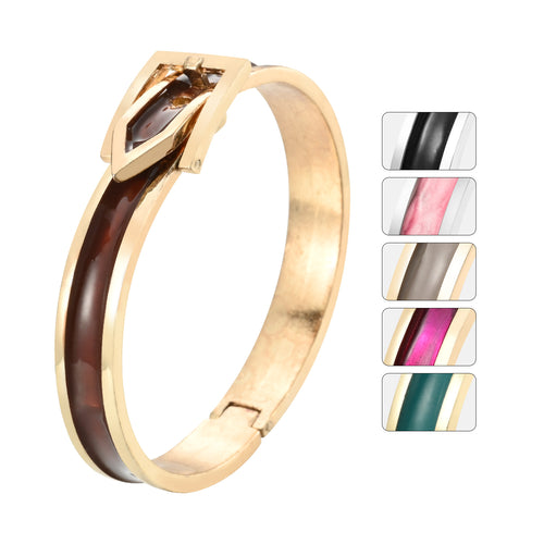 UJOY Bangles 6 Pcs Enamel Jewelry Set Different Colors Gold Engraved Cloisonne Bracelets Pack in a Box 6 PCS