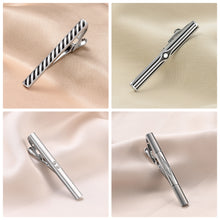 Load image into Gallery viewer, UJOY Tie Clips for Men, 8 Pcs Tie Bars Pinch Clip Set Silver Black 2.3 Inches Business Shirt Necktie Parts