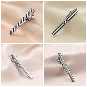 UJOY Tie Clips for Men, 8 Pcs Tie Bars Pinch Clip Set Silver Black 2.3 Inches Business Shirt Necktie Parts