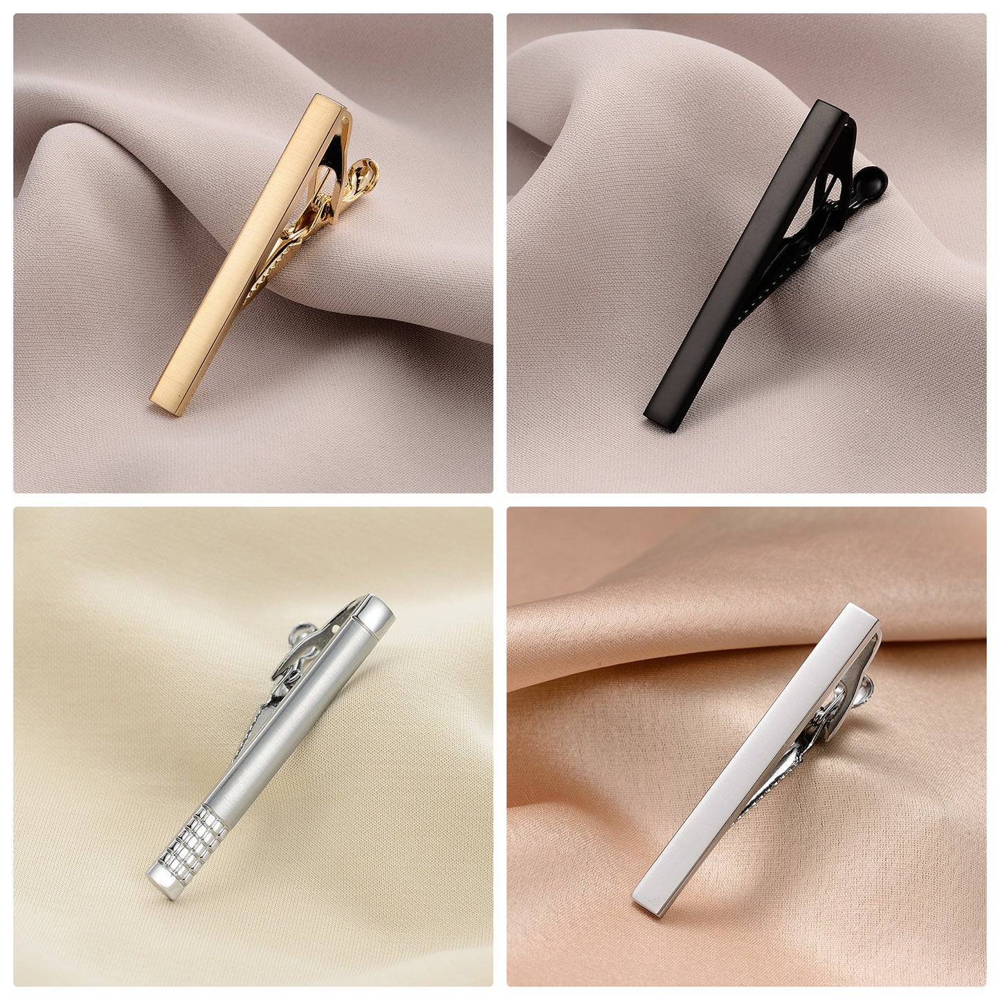 UJOY Tie Clips for Men, 8 Pcs Tie Bars Pinch Clip Set Colorful 2.3 Inches Business Shirt Necktie Parts