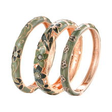 Load image into Gallery viewer, UJOY Womens Multi-Colors Cloisonne Bracelet Gold Plated Flower Hollowed Enameled Hinged Cuff Bangles