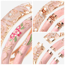 Load image into Gallery viewer, UJOY Womens Multi-Colors Cloisonne Bracelet Gold Plated Flower Hollowed Enameled Hinged Cuff Bangles Jewelry Gift 88A10