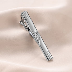 UJOY Tie Clips for Men 4 Pcs Tie Bars Clip Set Silver Black 2.3 Inches Business Shirt Necktie Parts
