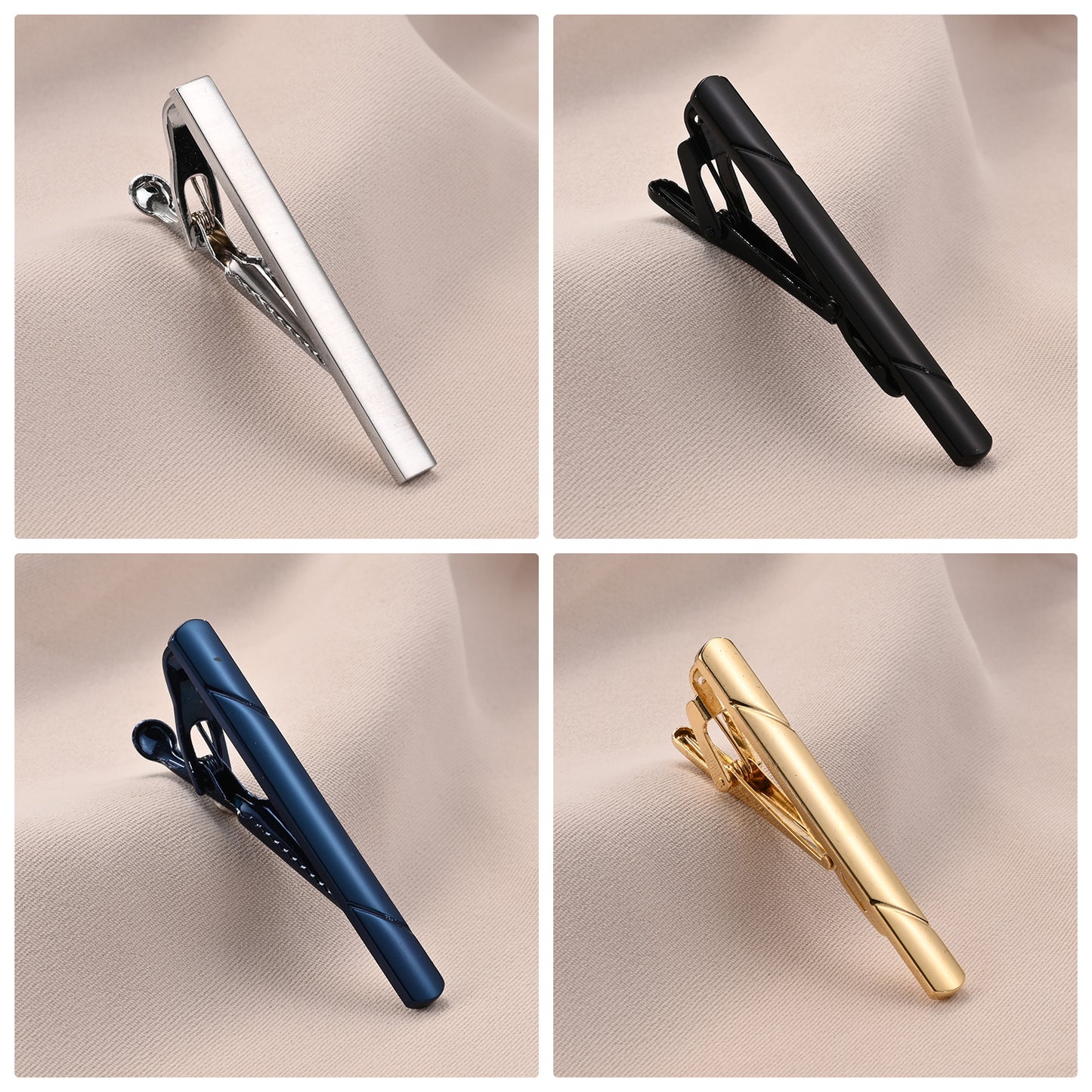 UJOY Tie Clips Set for Men Tie Bar Clip Black Silver-Tone Gold-Tone for Wedding Business with Gift Box