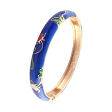 Load image into Gallery viewer, UJOY Bangles 8 Pcs Enamel Jewelry Set Gold Flower Engraved Cloisonne Bracelets Pack in a Box 8 PCS