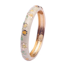 Load image into Gallery viewer, UJOY Bangles 5 Pcs Enamel Jewelry Set of Gold Colorful Flower Cuff Bangles Engraved Cloisonne Bracelets Pack in a Box 5 PCS